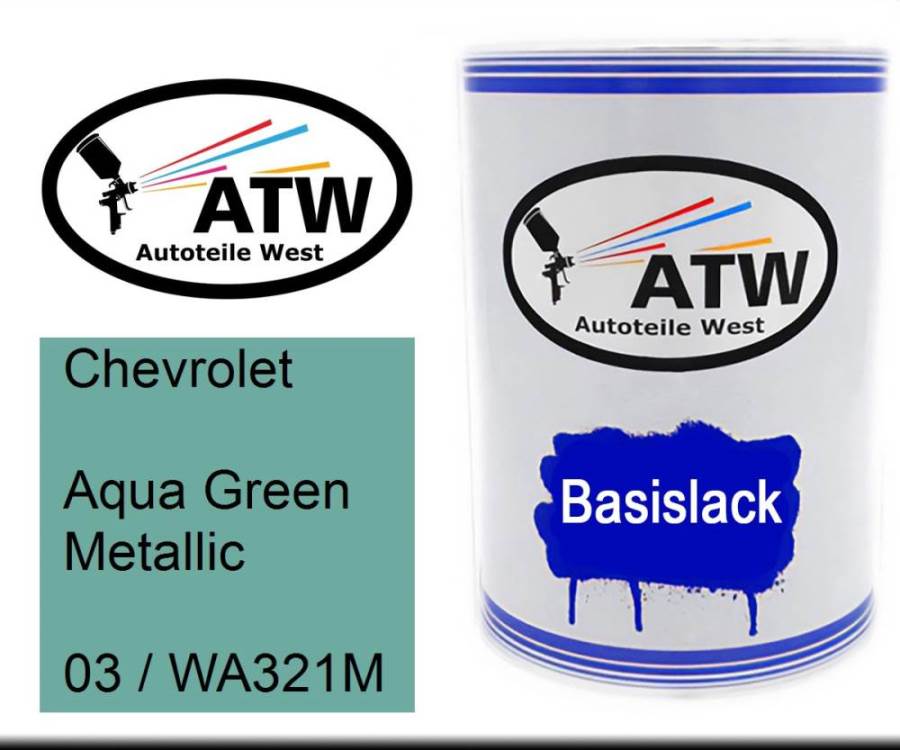 Chevrolet, Aqua Green Metallic, 03 / WA321M: 500ml Lackdose, von ATW Autoteile West.